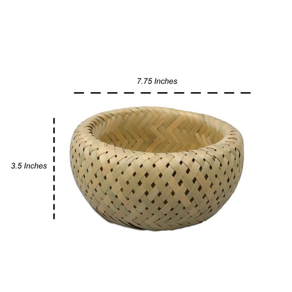 Handmade Stackable Bamboo Baskets Set Home Office - Picture 6 of 7